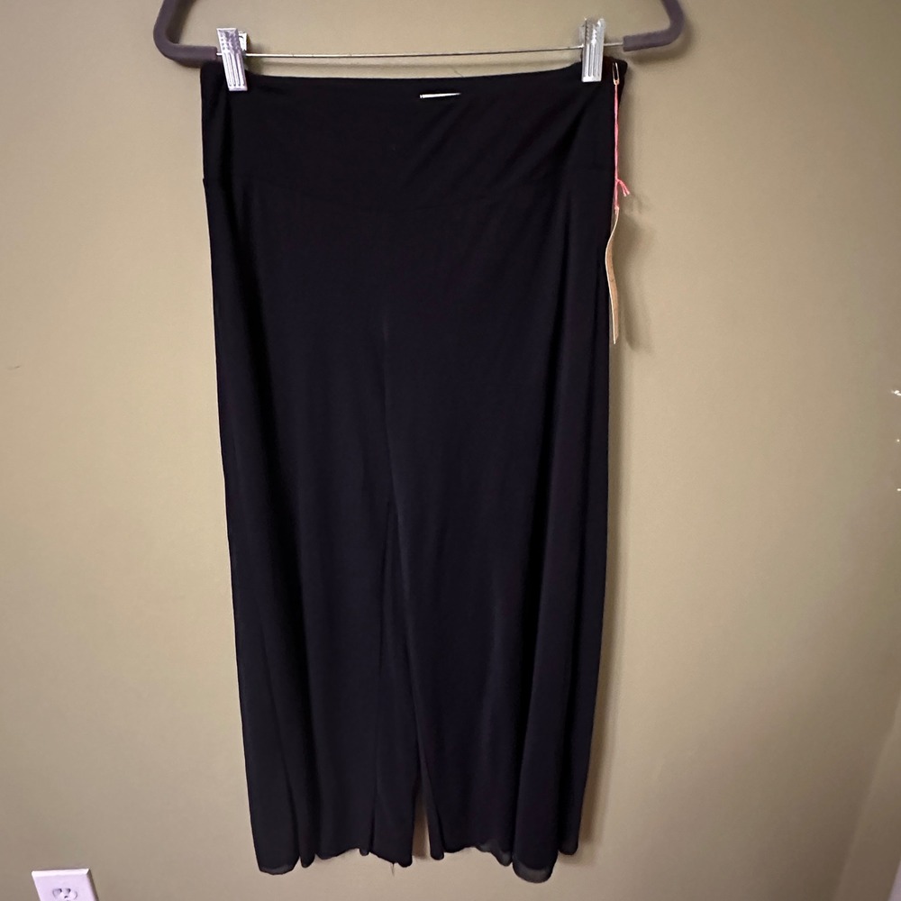 Petit Pois by Viviana Black Nylon Wide Leg‎ Palazzo Pants Size M $150 Inseam 28"